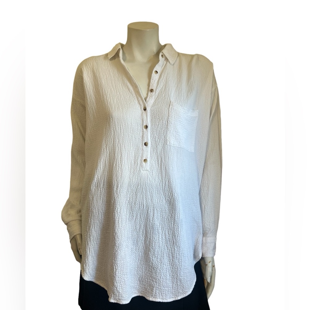 Anthropologie Pilcro & the  Letterpress White Button-Up Shirt Size Medium